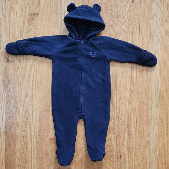 Baby Gap 6-12 Month Navy Fleece Bunting - Picture 1 of 3